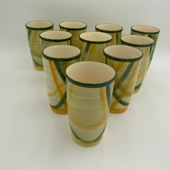 Set of 10 Vintage Vernonware Gingham Tumblers Glasses Vernon Kilns - Picture 1 of 8